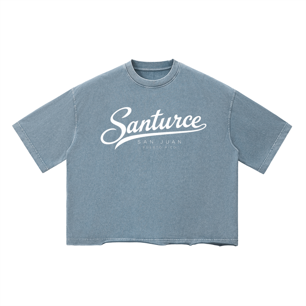 Santurce Scripted Logo Unisex Vintage Wash Boxy T-Shirt